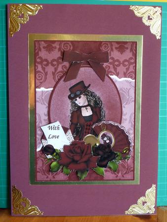 Beauty in Burgundy Card Front Kit with Decoupage, Papers and Insert by Karen Nash
