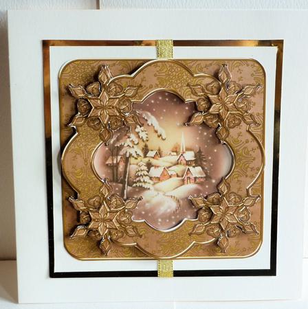 Snowy Village Gold Flake Fancy 8in Decoupage Cf Kit by Karen Nash