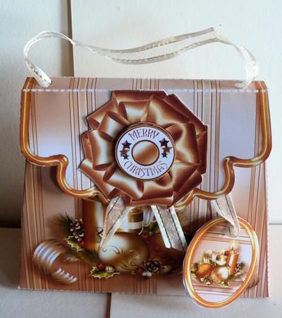 Handbag Gift Box Golden Christmas by Karen Nash