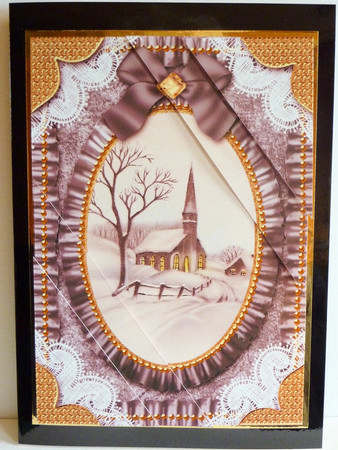 Church Lights on Lace Ruffle Duo Corner A5 Stacker by Karen Nash