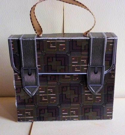 Briefcase Gift Box Teal & Plum Cubes by Karen Nash