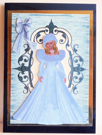 Elegant Lady in Ice Blue & White Snow Gown by Karen Nash