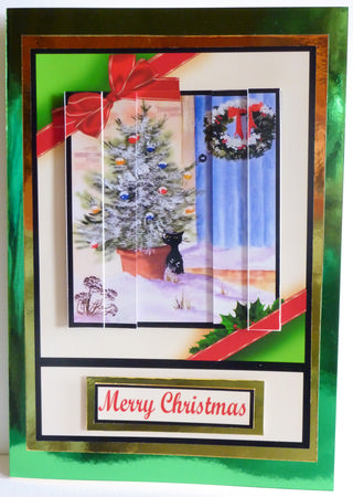 Traditional Christmas Tree and Cat Side Stacker by Karen Nash