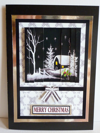 Black and White Winter House Side Stacker Card Front by Karen Nash