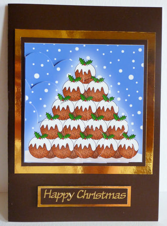 Xmas Pud Tree Quick Card Shell Edged Corner Side Stacker by Karen Nash