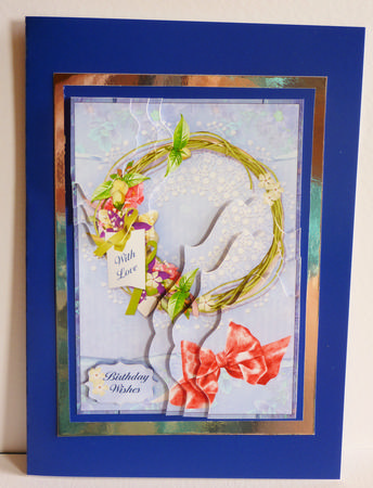 Floral Wreath with Fuschias - Shaped Triple Corner Stacker by Karen Nash