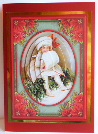 Victorian Girl in Poinsettia Frame - Pyramid Card by Karen Nash