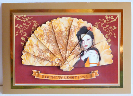 Warm Tone Oriental Fan Birthday by Karen Nash