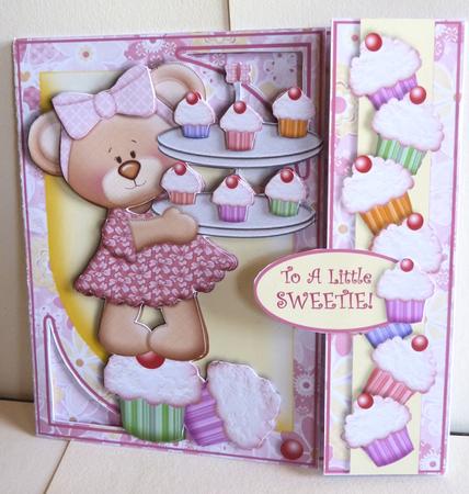 Offset Gatefold Card Kit - Cupcake Teddy by Karen Nash