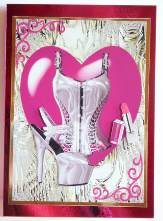 Gorgeous Silver Basque & Shoe in Fantasy Colours Raspberry by Karen Nash