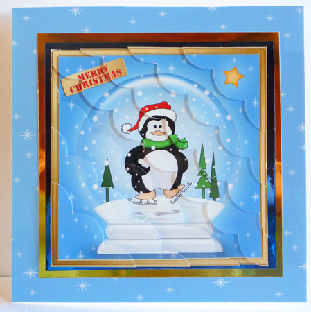 8 x 8 Skating Penguin Snowglobe Kit with Scalloped Corners by Karen Nash