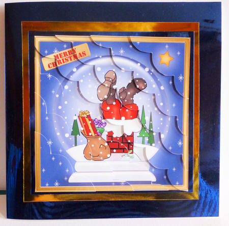 8 x 8 Santa Got Stuck!! Snowglobe Kit with Scalloped Corners by Karen Nash