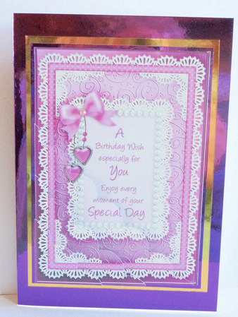 A5 Birthday Wish Quick Card Scalloped Corner Side Stacker by Karen Nash