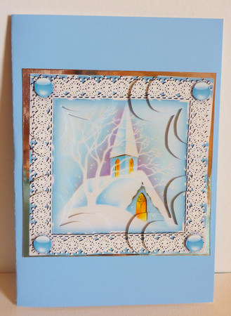 Snowy Christmas Church Heart Shaped Quadro Corner Stacker by Karen Nash