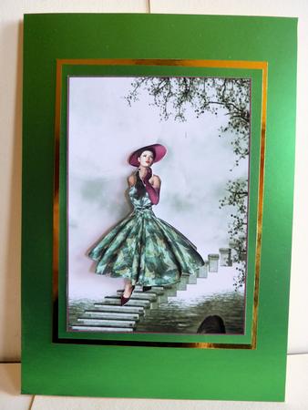 1950's Lady on a Magical Bridge Decoupage by Karen Nash