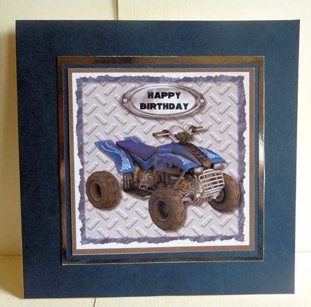 Blue Quad Bike Quick Card - Dad, Son, Brother by Karen Nash
