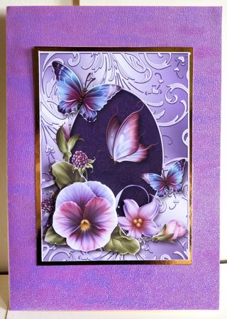 Summer Pansies & Butterflies on a Shimmering Frame by Karen Nash