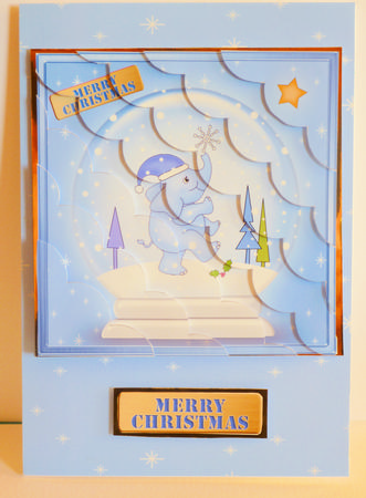 8 x 8 Baby Elephant Snowglobe Kit with Scalloped Corners by Karen Nash