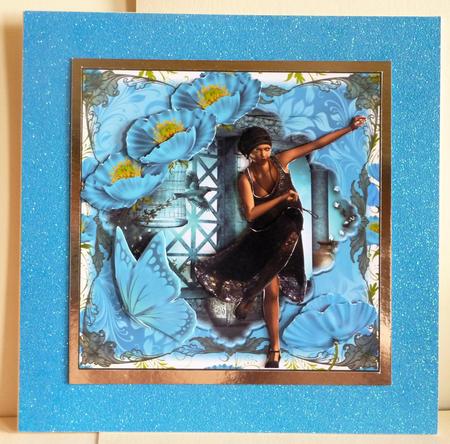 1920's Blue Poppy Charleston Card Front Mini Kit by Karen Nash