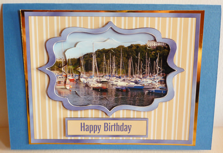Ilfracombe Harbour - Male Card Front with 3D Frame & Stacker by Karen Nash