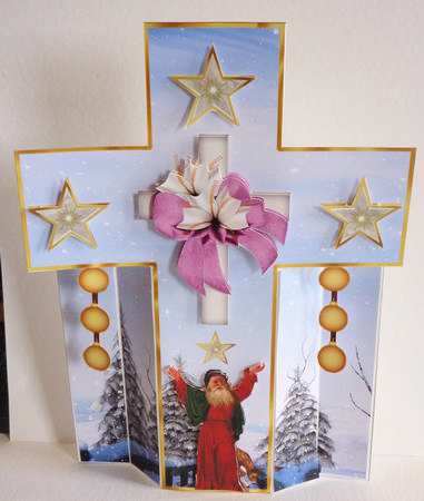 Stand Up 3D Christmas Cross Kit with Decoupage by Karen Nash