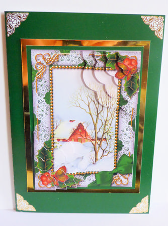 Winter Scene Holly 7x5inch Scalloped Duo Corner Stacker by Karen Nash