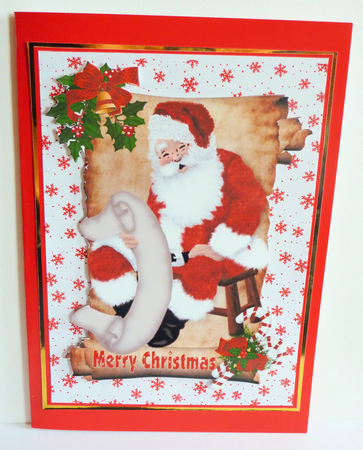 Lovely Santa on a Scroll with Wish List A4 Topper by Karen Nash