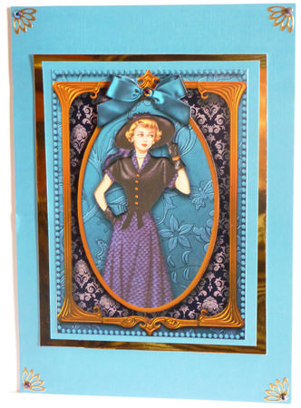 Elegant Teal Lady A4 Picture Sheet by Karen Nash