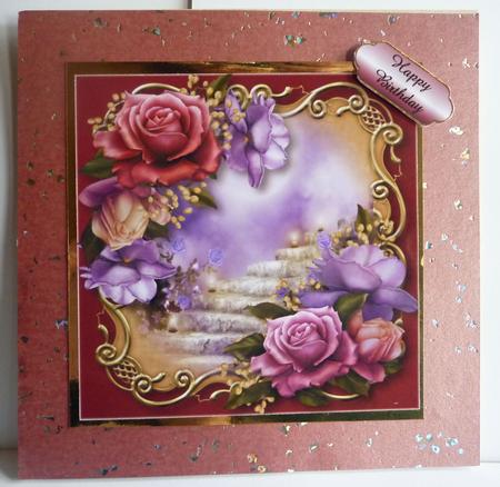 Beautiful Belle Roses Golden Scene - Square by Karen Nash