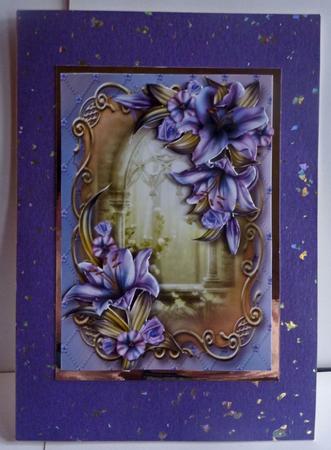 Purple Lilies Golden Scene by Karen Nash