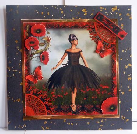 Poppy Ballet Card Topper/card Front by Karen Nash