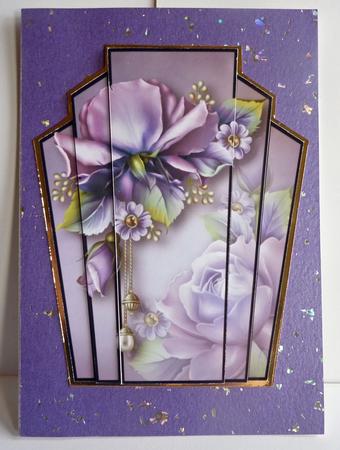 Art Deco Stack Topper - Purple Porcelain Roses by Karen Nash