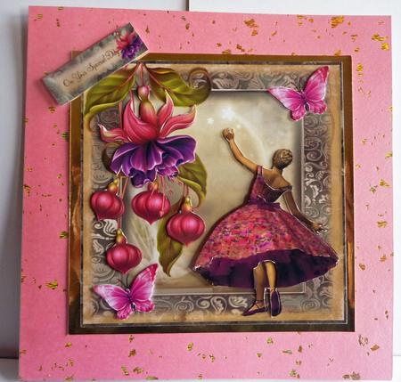 Pretty Fuschia Ballet Card Front Kit by Karen Nash