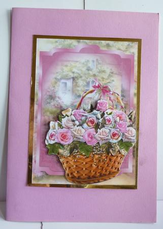 Basket of Beautiful Pink Roses by Karen Nash