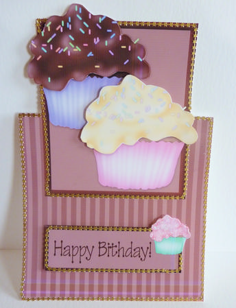 Cupcakes Over the Edge Decoupage Card by Karen Nash