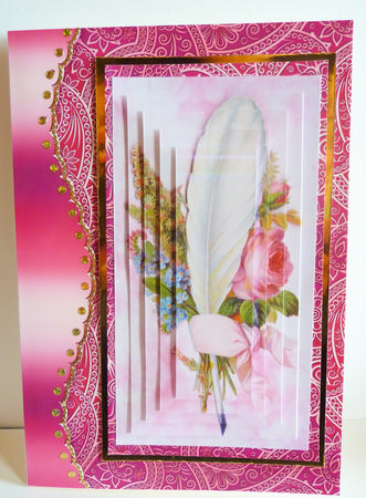Feather and Pink Rose, Pyramids by Karen Nash