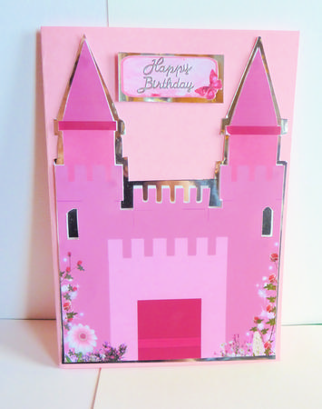 Fairytale Princess Castle A5 Shaped Front Print & Fold Card by Karen Nash