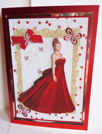 Elegant Lady in Gown with Butterflies by Karen Nash
