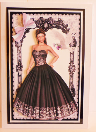 Elegant Lady in Black Lace Dress in Lace Frame by Karen Nash