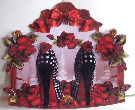 Gorgeous Red Rose Shoes Shaped Card Kit by Karen Nash