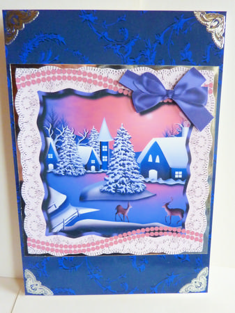 While the Deer Are Watching with Lace Frame 8x8 Topper by Karen Nash