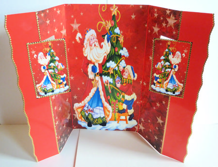 Santa 5 Panel Fold Back Card by Karen Nash