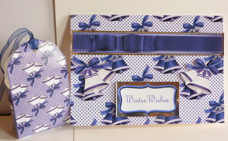 3D Bell Gift Bag and Tag, in Blue and White A4 Card Kit by Karen Nash
