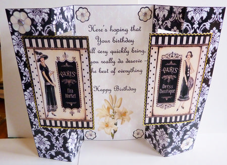 Vintage Black & White Double Fold Back Card by Karen Nash