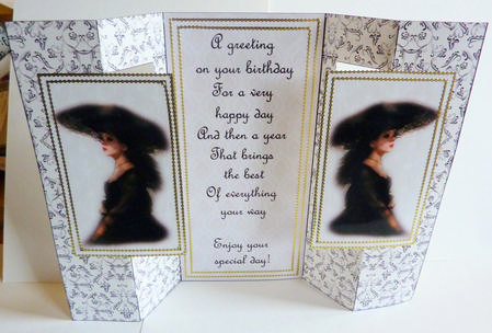 Black & White Elegance Double Fold Back Card by Karen Nash