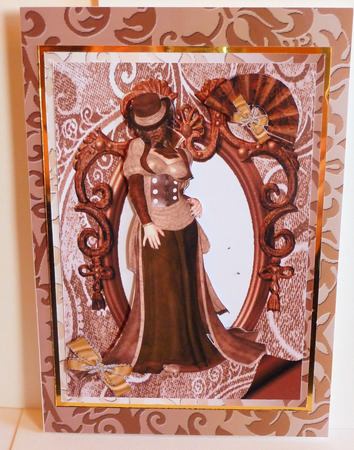 Elegant Vintage Lady in a Brown Gown A4 Topper by Karen Nash