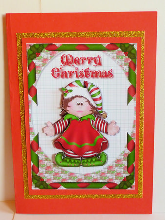Santa's Little Helper Christmas Elf Girl Decoupage by Karen Nash