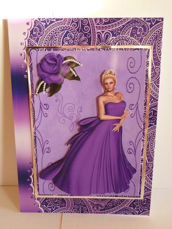 Pretty Lady in Purple Dress with Purple Rose by Karen Nash