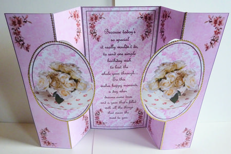 Birthday Roses Double Oval Fold Back Card by Karen Nash