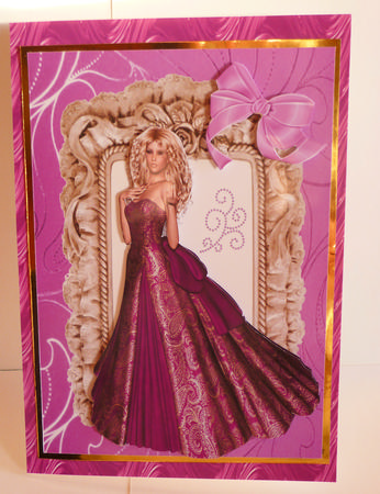 Gorgeous Lady in Pink/gold Gown A4 Topper by Karen Nash